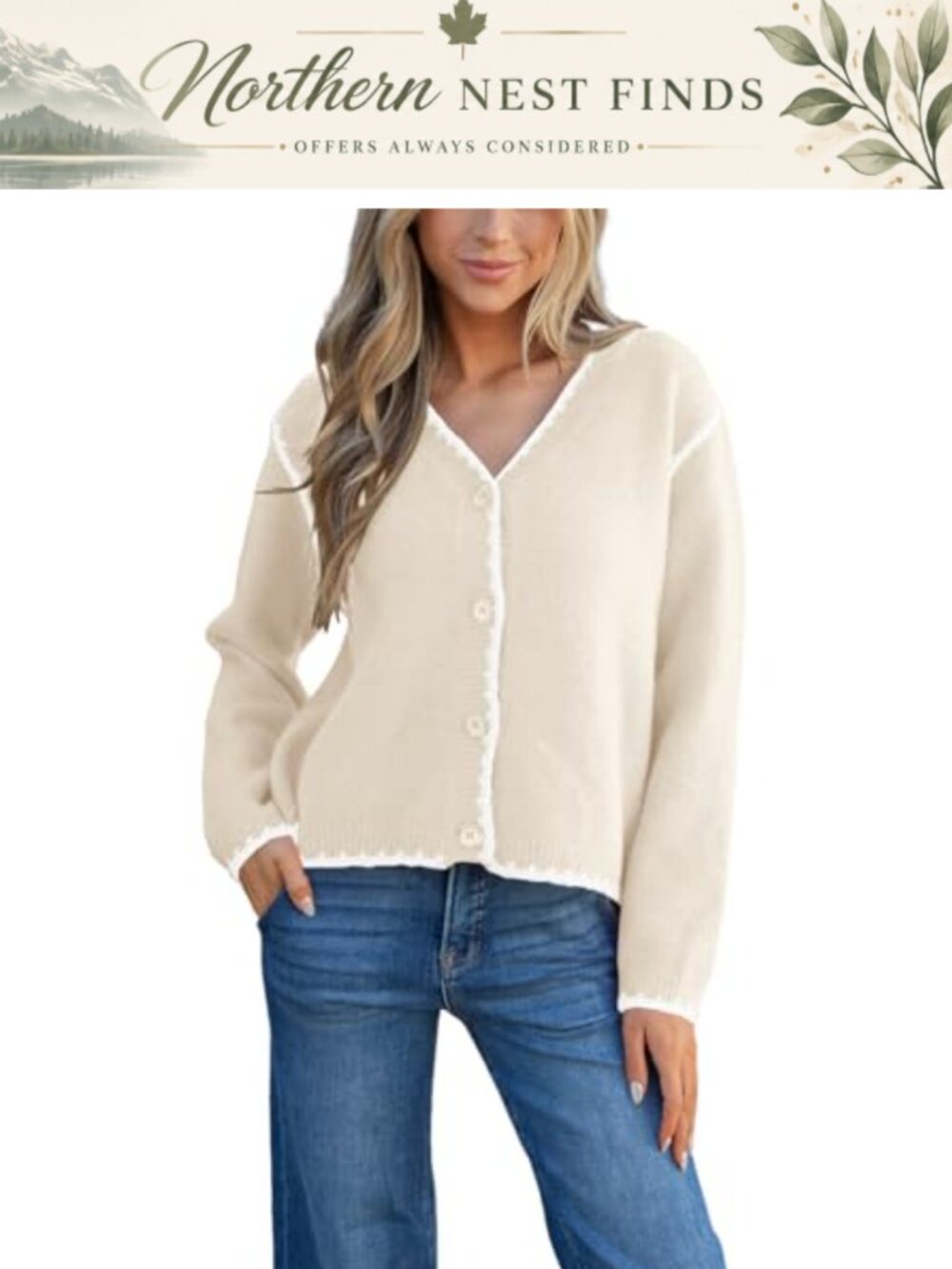 Open Front Button Down Cardigan Long Sleeve Knit Sweater